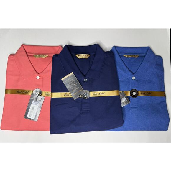 Roundtree Yorke Pima Cotton Size XL Men’s Polo Lot 3 Shirt Red Navy Pink New NWT - Picture 1 of 8